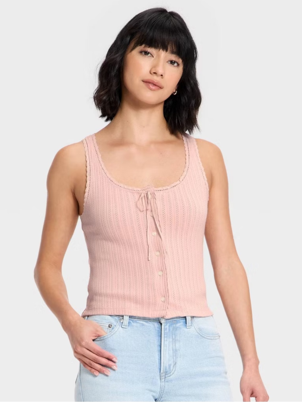 NWT Universal Thread Pointelle Tank Top Pink Sz Medium